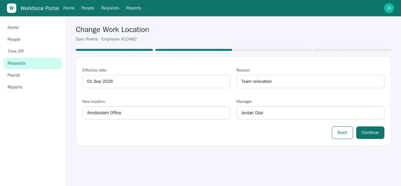 Recording a form entry
